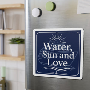 Water, Sun and Love nautical cruise door magnet with cruise ship design