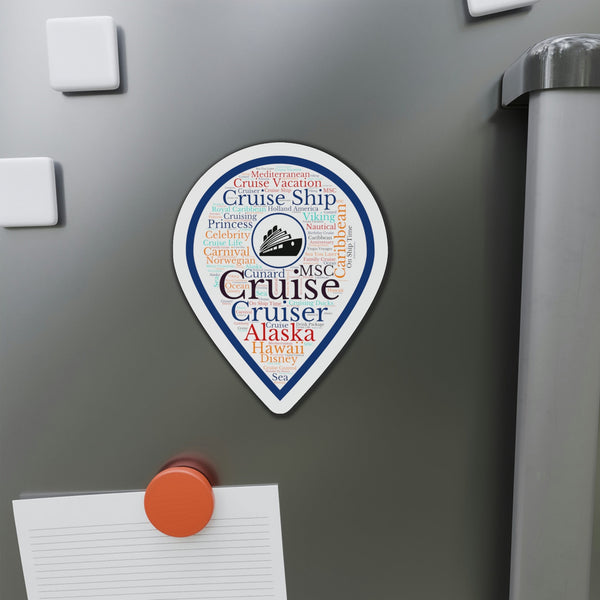 Cruise Words Destination Pin Cruise Door Magnet Cruise Door Magnets 5" x 5"  